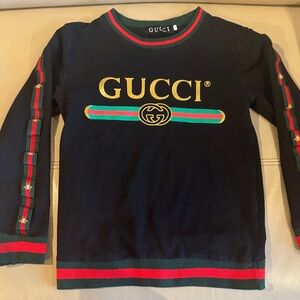 Gucci Kids Navy Sweatshirt with Gold Logo